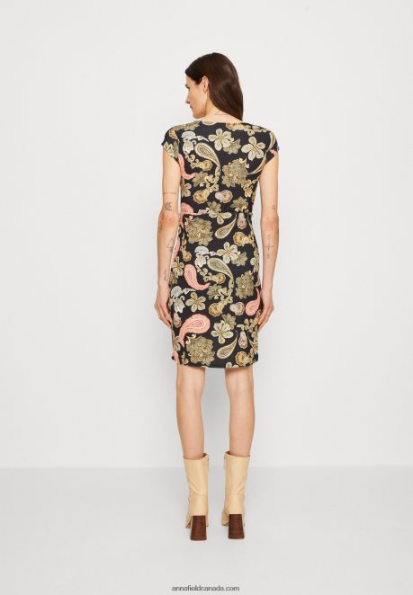 Anna Field Women Jersey Dress Black/Multi Coloured H42J4Z189