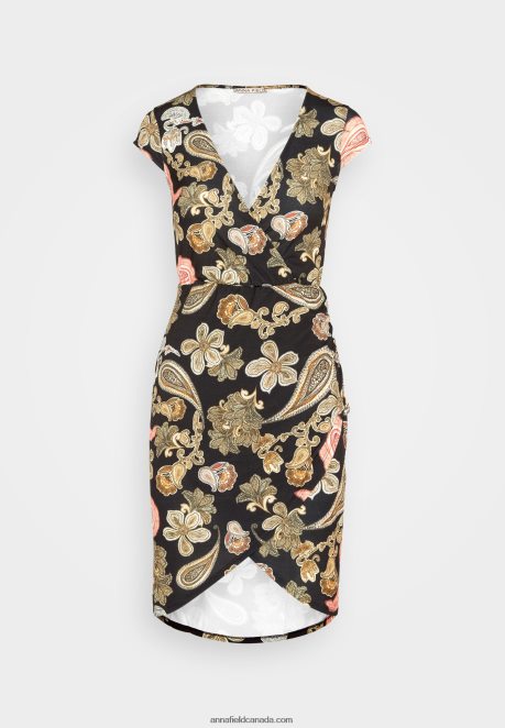Anna Field Women Jersey Dress Black/Multi Coloured H42J4Z189