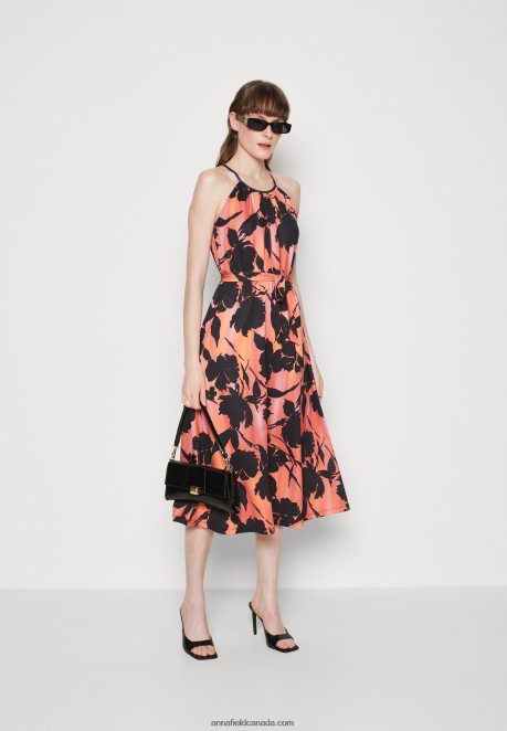 Anna Field Women Jersey Dress Black/Orange H42J4Z47