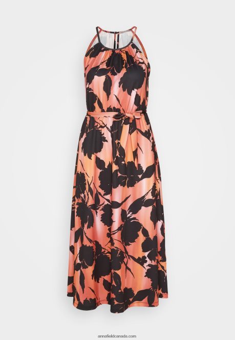 Anna Field Women Jersey Dress Black/Orange H42J4Z47