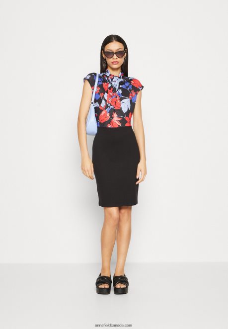 Anna Field Women Jersey Dress Black/Red/Blue H42J4Z184