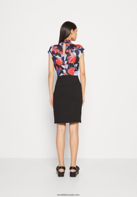 Anna Field Women Jersey Dress Black/Red/Blue H42J4Z184