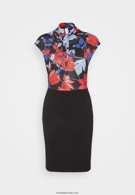 Anna Field Women Jersey Dress Black/Red/Blue H42J4Z184