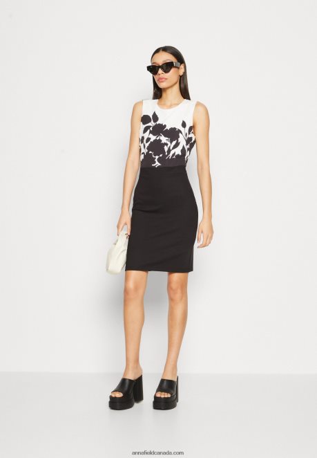 Anna Field Women Jersey Dress Black/White H42J4Z106