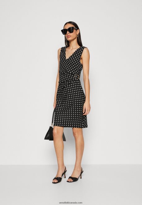 Anna Field Women Jersey Dress Black/White H42J4Z108