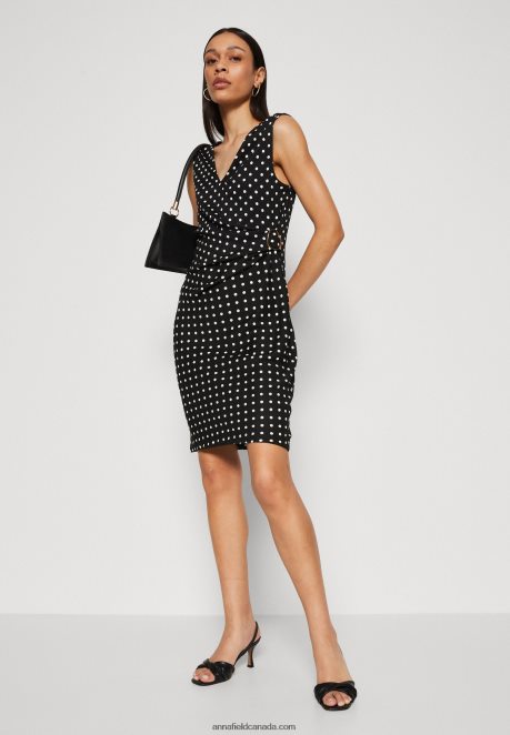 Anna Field Women Jersey Dress Black/White H42J4Z108