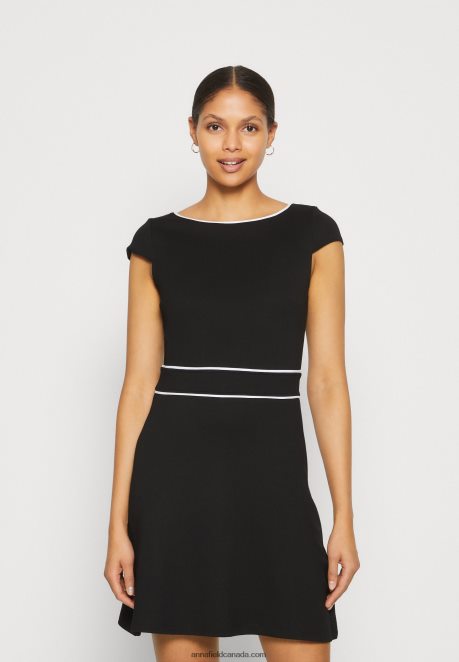 Anna Field Women Jersey Dress Black/White H42J4Z113