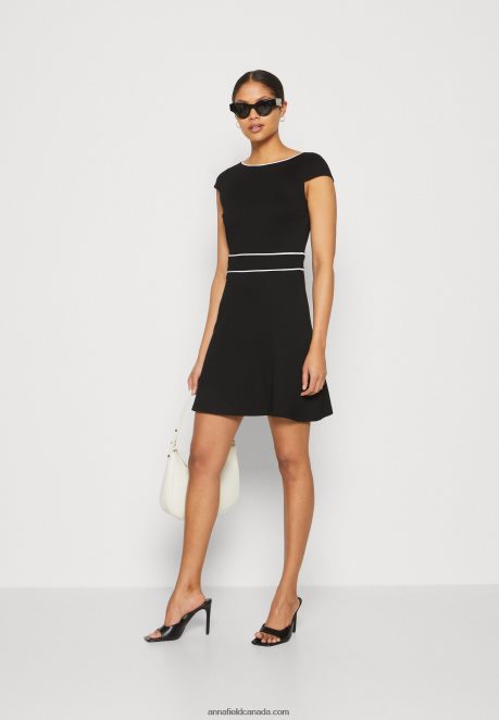 Anna Field Women Jersey Dress Black/White H42J4Z113