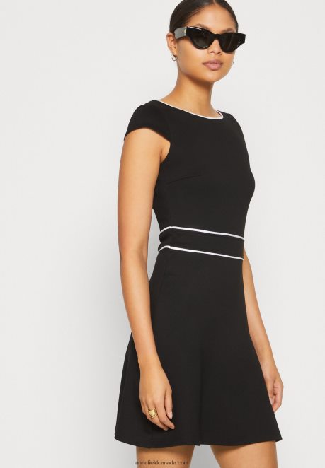 Anna Field Women Jersey Dress Black/White H42J4Z113