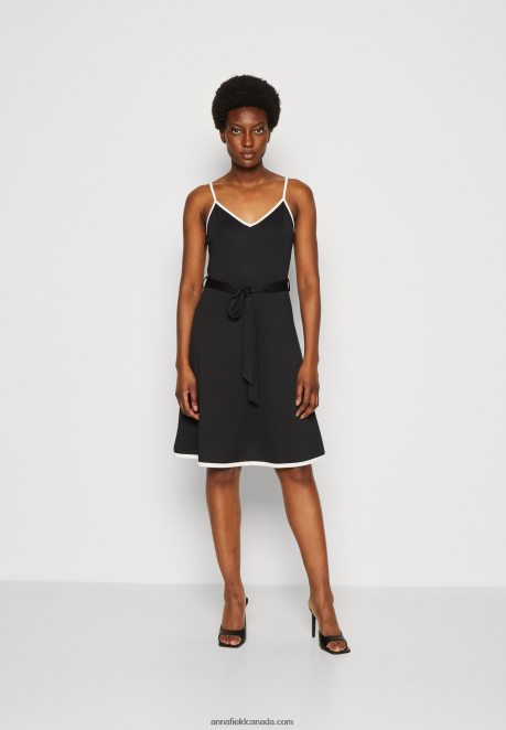 Anna Field Women Jersey Dress Black/White H42J4Z115