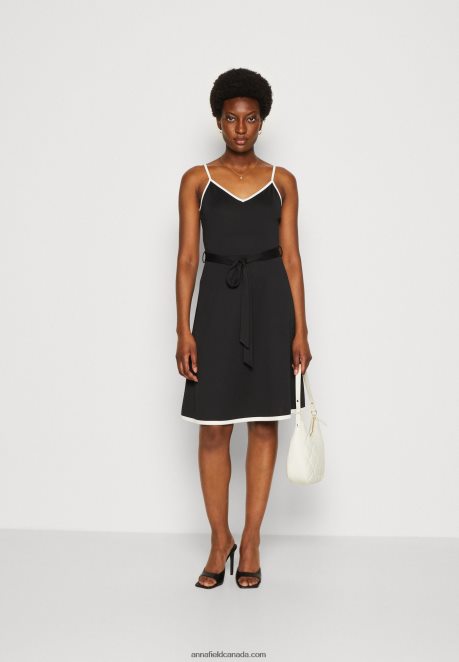 Anna Field Women Jersey Dress Black/White H42J4Z115