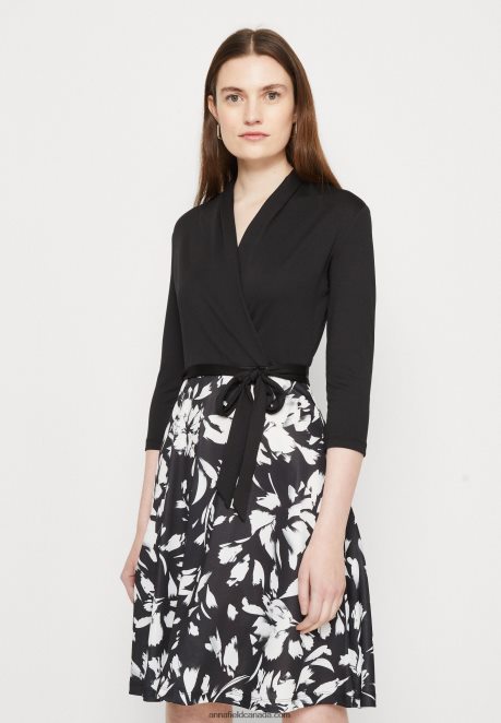 Anna Field Women Jersey Dress Black/White H42J4Z130