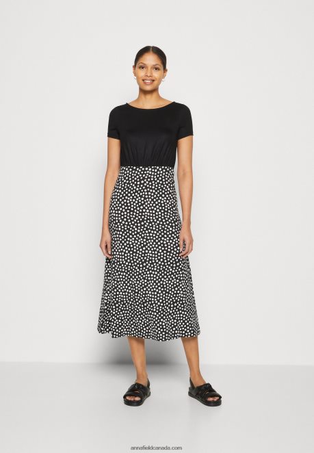 Anna Field Women Jersey Dress Black/White H42J4Z171