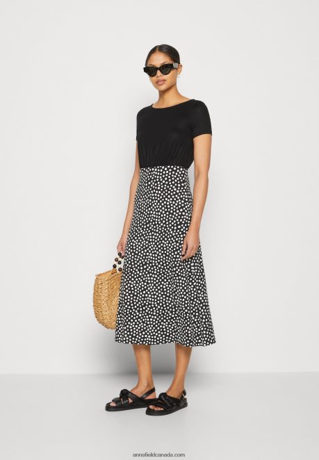 Anna Field Women Jersey Dress Black/White H42J4Z171