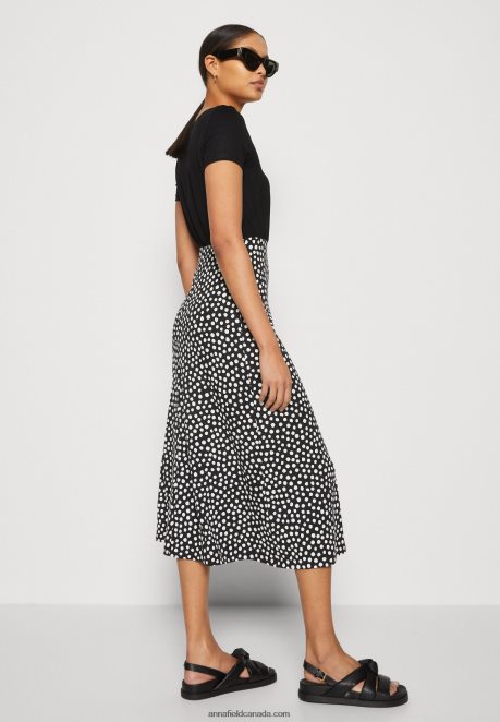 Anna Field Women Jersey Dress Black/White H42J4Z171