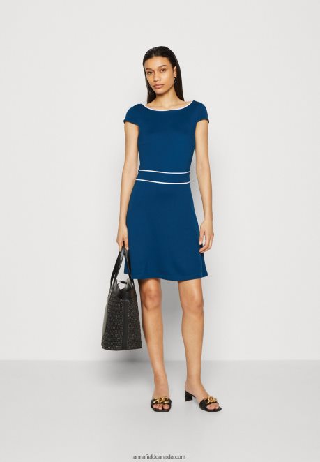 Anna Field Women Jersey Dress Blue/White H42J4Z124