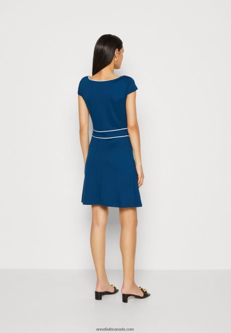 Anna Field Women Jersey Dress Blue/White H42J4Z124