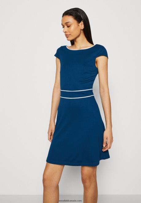 Anna Field Women Jersey Dress Blue/White H42J4Z124
