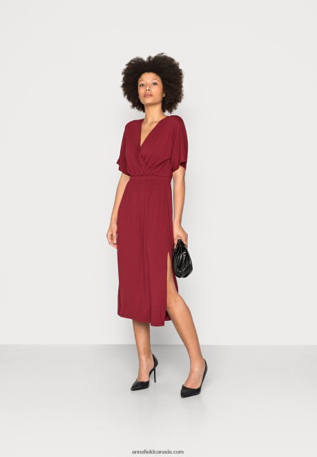 Anna Field Women Jersey Dress Bordeaux H42J4Z118