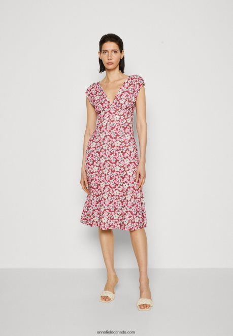 Anna Field Women Jersey Dress Brown/Beige/Pink H42J4Z123