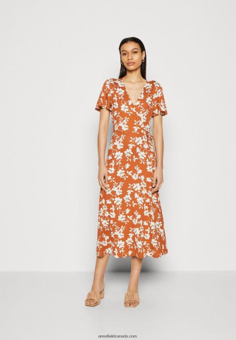 Anna Field Women Jersey Dress Brown/White H42J4Z185