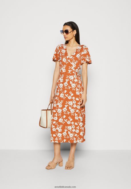 Anna Field Women Jersey Dress Brown/White H42J4Z185