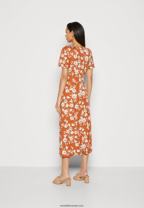 Anna Field Women Jersey Dress Brown/White H42J4Z185