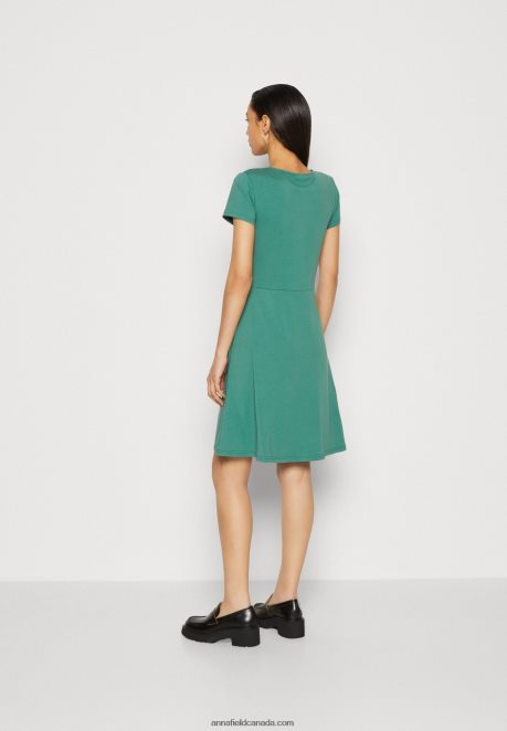 Anna Field Women Jersey Dress Dark Green H42J4Z153