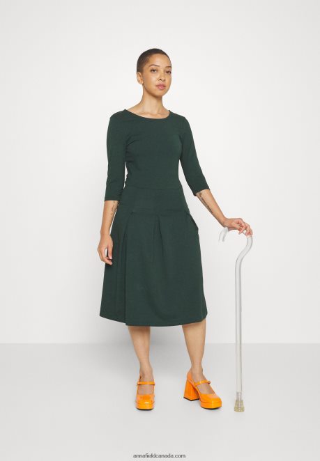 Anna Field Women Jersey Dress Dark Green H42J4Z190