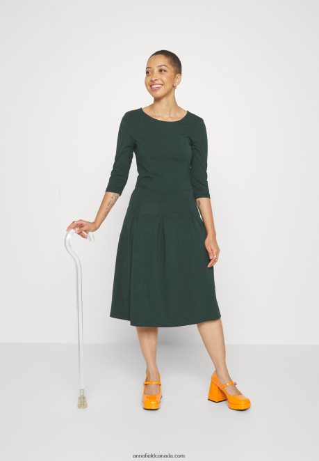 Anna Field Women Jersey Dress Dark Green H42J4Z190