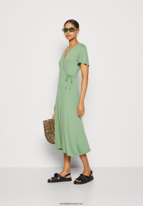 Anna Field Women Jersey Dress Green H42J4Z151