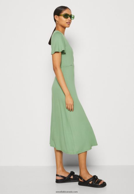 Anna Field Women Jersey Dress Green H42J4Z151