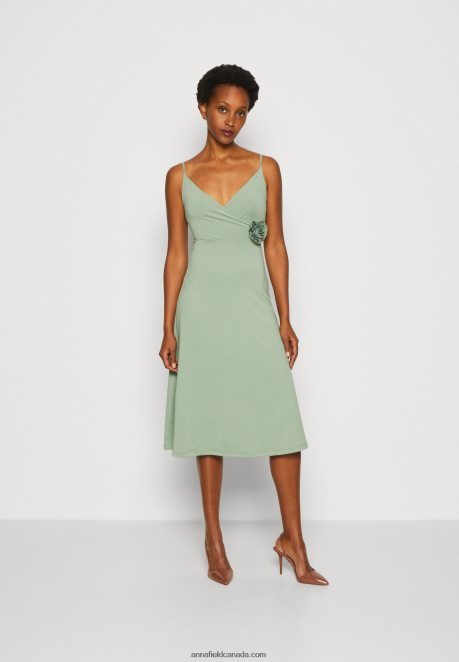Anna Field Women Jersey Dress Green H42J4Z42