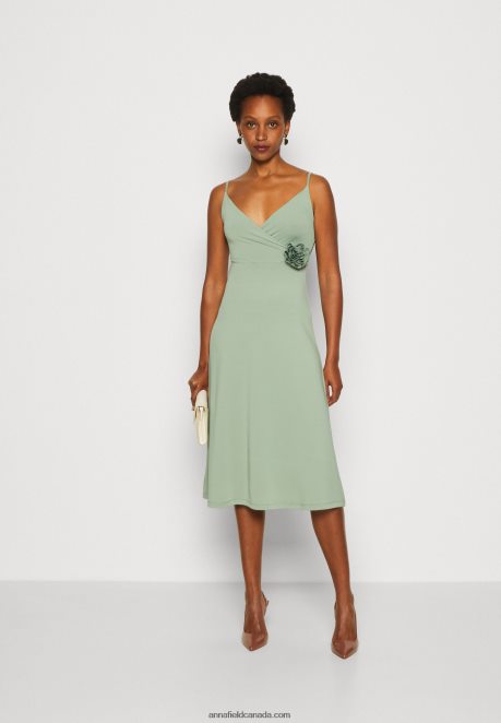 Anna Field Women Jersey Dress Green H42J4Z42