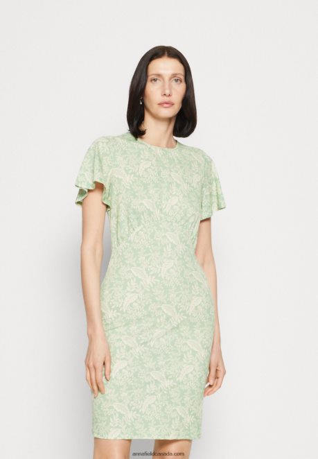 Anna Field Women Jersey Dress Green/Light Green H42J4Z149