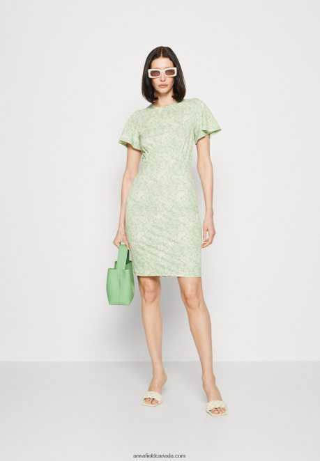 Anna Field Women Jersey Dress Green/Light Green H42J4Z149