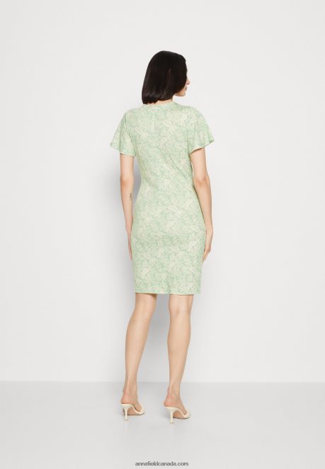 Anna Field Women Jersey Dress Green/Light Green H42J4Z149