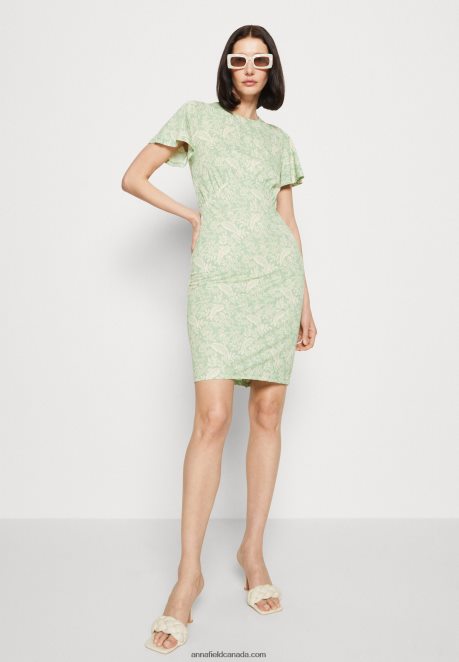 Anna Field Women Jersey Dress Green/Light Green H42J4Z149
