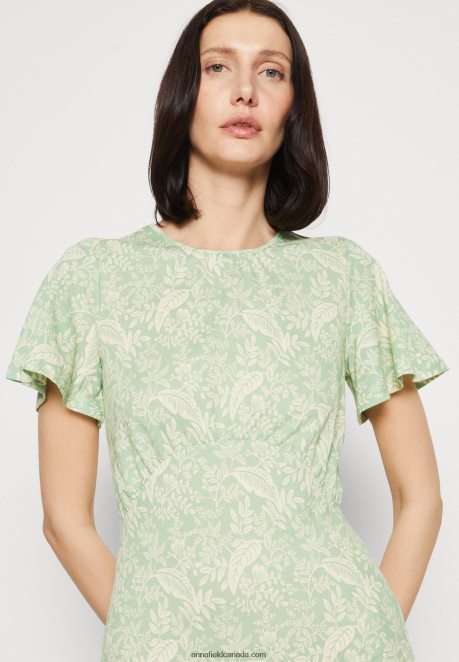 Anna Field Women Jersey Dress Green/Light Green H42J4Z149