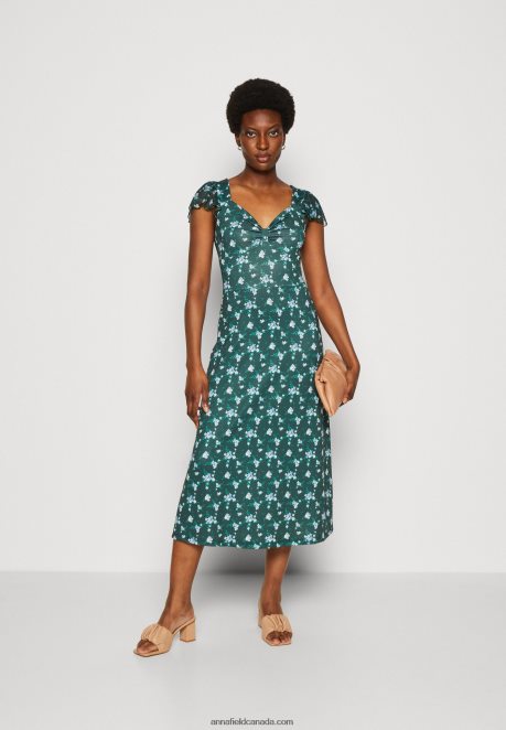 Anna Field Women Jersey Dress Green/Multi Coloured H42J4Z110