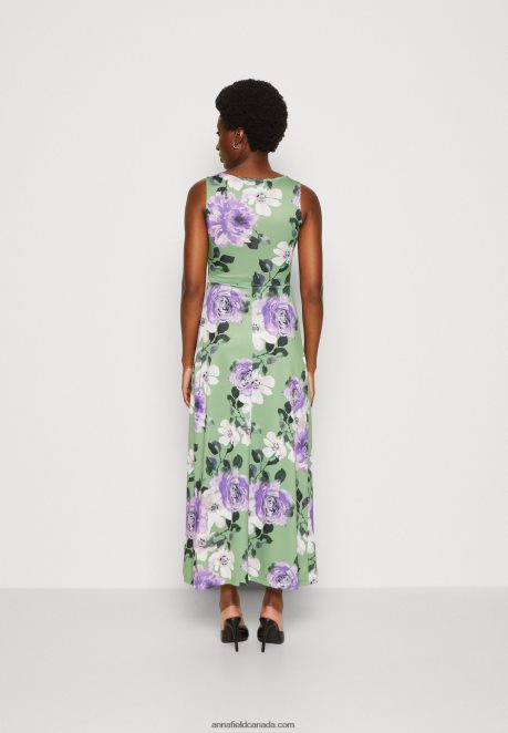 Anna Field Women Jersey Dress Green/Purple/White H42J4Z78