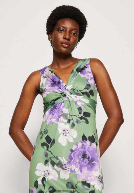 Anna Field Women Jersey Dress Green/Purple/White H42J4Z78