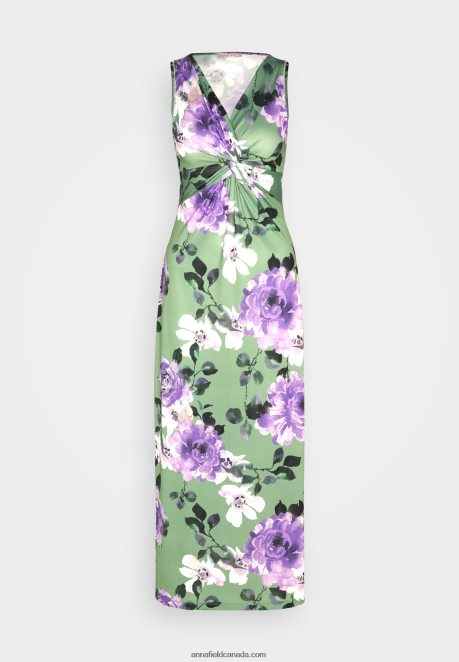 Anna Field Women Jersey Dress Green/Purple/White H42J4Z78