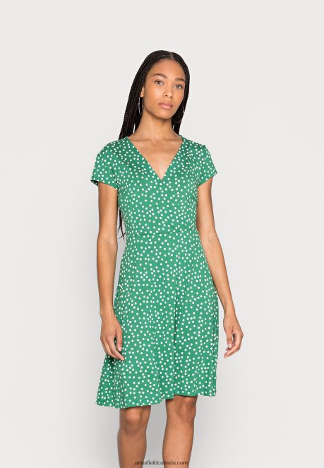 Anna Field Women Jersey Dress Green/White H42J4Z134