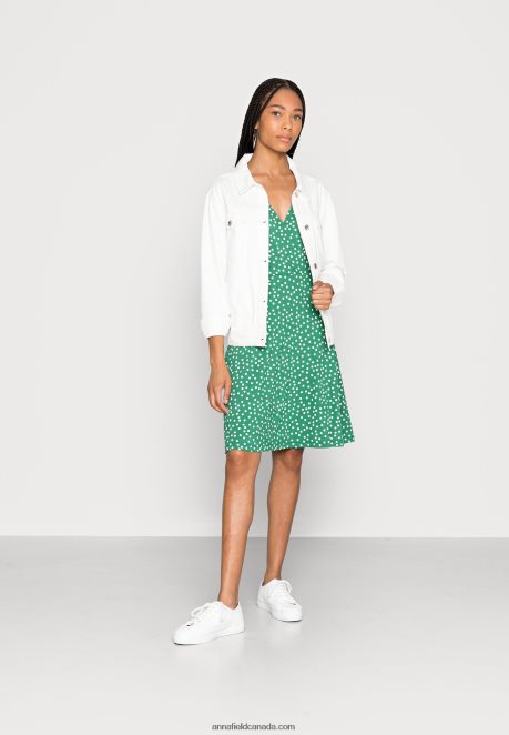 Anna Field Women Jersey Dress Green/White H42J4Z134