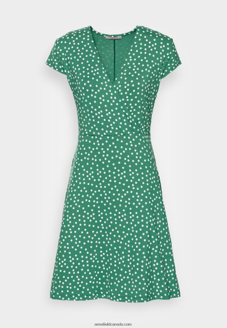 Anna Field Women Jersey Dress Green/White H42J4Z134