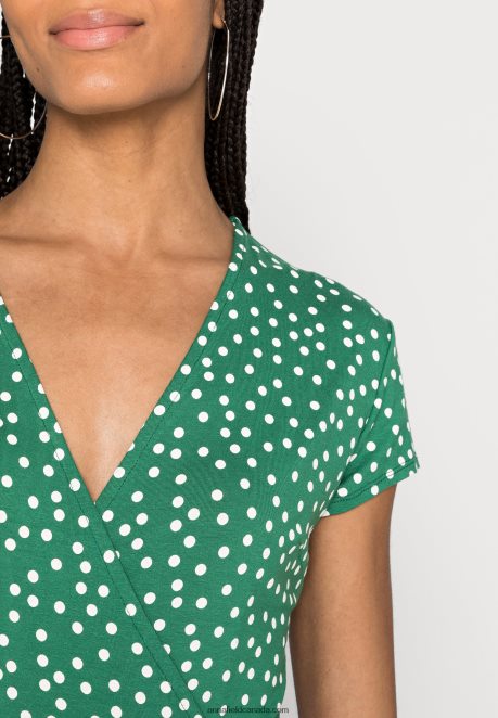 Anna Field Women Jersey Dress Green/White H42J4Z134