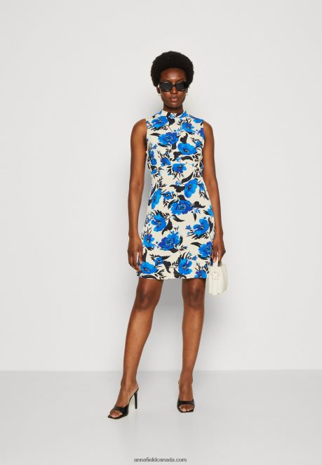 Anna Field Women Jersey Dress Off White/Blue H42J4Z166