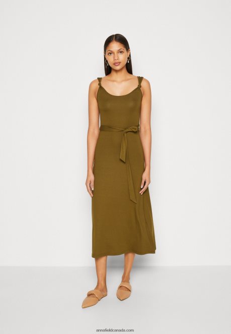 Anna Field Women Jersey Dress Olive H42J4Z179