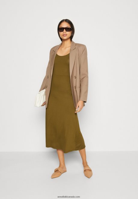 Anna Field Women Jersey Dress Olive H42J4Z179